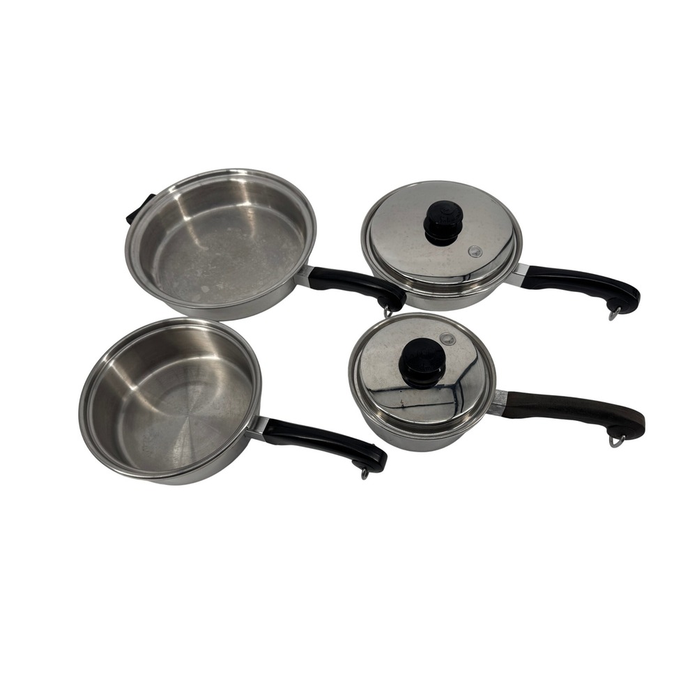 Saladmaster Cookware Set 6pc Silver 18-8 Tri-Clad Stainless Steel Vapo-Lids MCM